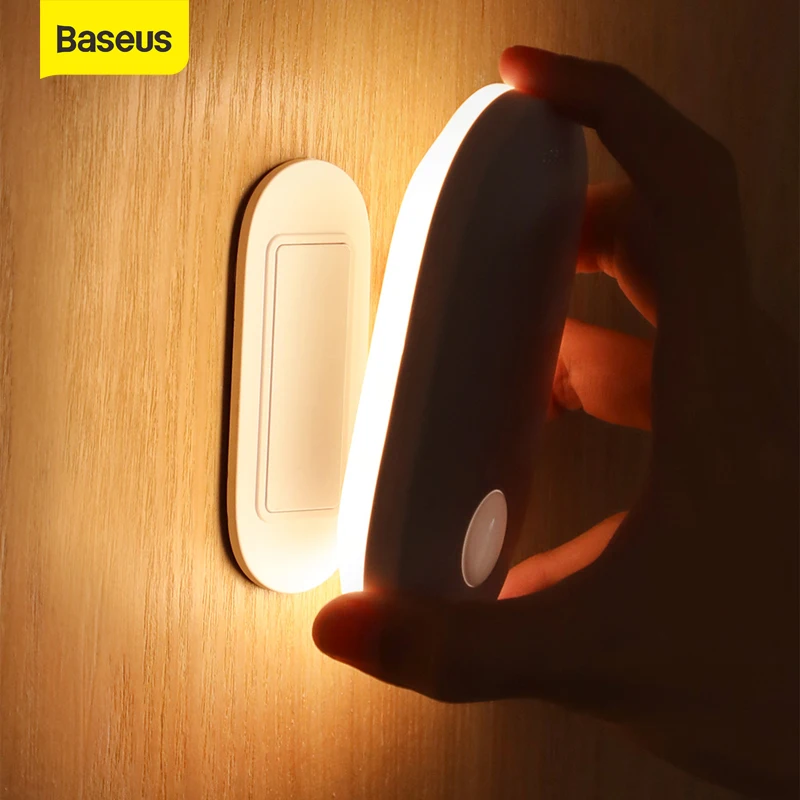 

Baseus Induction Night Lamp PIR Motion Sensor Night Light Human Body Induction Magnetic Led Lamp Rechargeable Indoor Wall Light