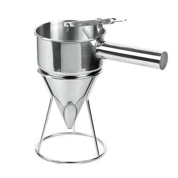 

1.2L Stainless Steel Small Octopus Balls Making Funnel Cupcakes Baking Dispenser with Rack Kitchen Utensils Funnel Tools