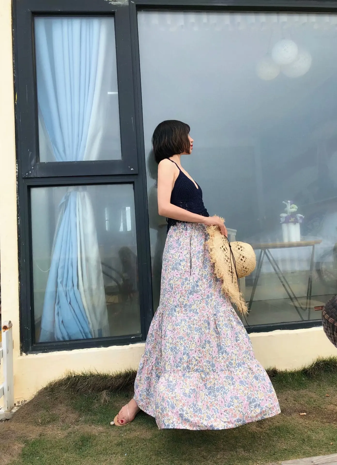 

Europe And America 2018 Summer New Style Seaside Beach Vacation Style Floral-Print Skirt Versatile Slimming Beach Long Skirts J8