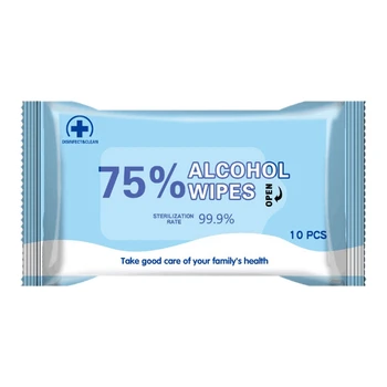 

10PCS 75 % Alcohol Disposable Wipes Cleaning Wet Tissue Antiseptic Wet Wipes