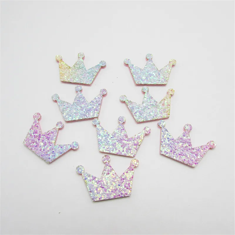 Crown 01 10-80 шт радужные блестящие звезды/Сердце/нашивки "Корона" аппликации DIY ремесленные принадлежности Basteln детские заколки для волос Аксессуары материал - Цвет: Crown 01
