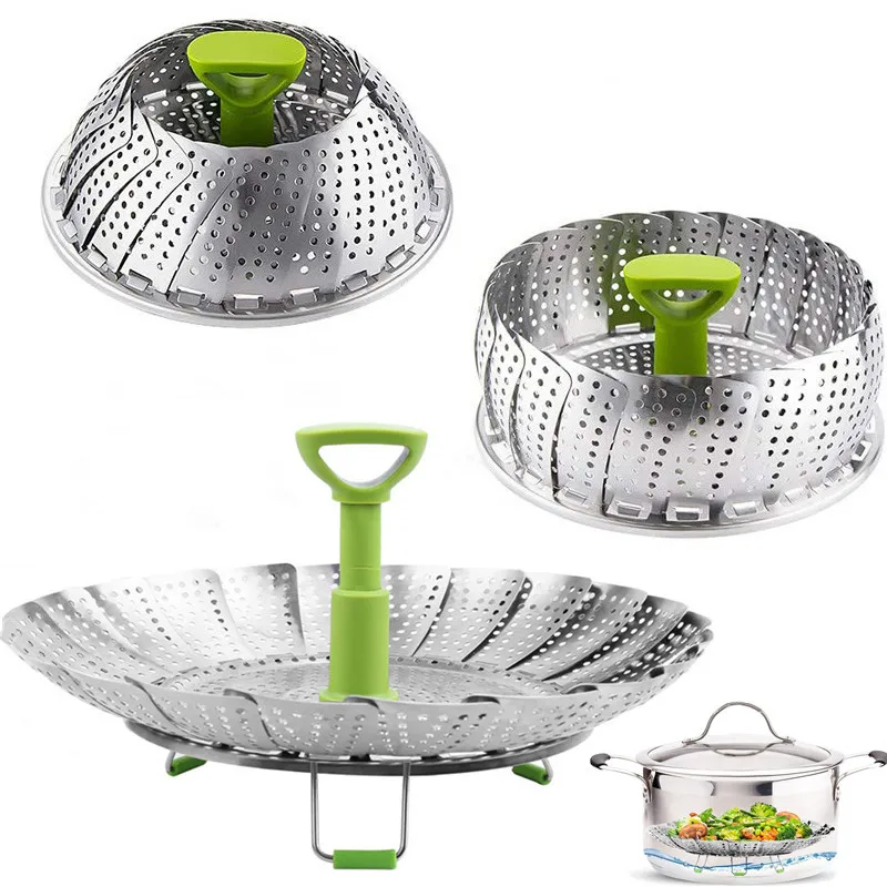 

Stainless Steel Vegetable Food Steamer Basket Folding Steamer Insert for Veggie Fish Seafood Cooking Expandable Kitchen Tool