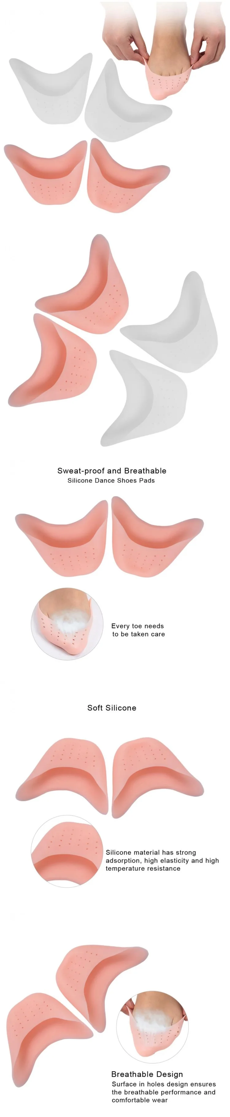 Силиконовые гелевые подушечки для ног, мягкие балетные пуанты, обувь для танцев, обувь для пальцев, чехлы для пальцев, подушечки для ног, стельки для танцоров, дышащие вставки, a7d