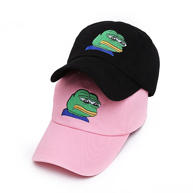 

VORON men women Sad Frog Embroidery Adjustable Dad Hat Baseball Cap Pepe Life Sucks Hat Black Dad Cap Strap back Frog Meme