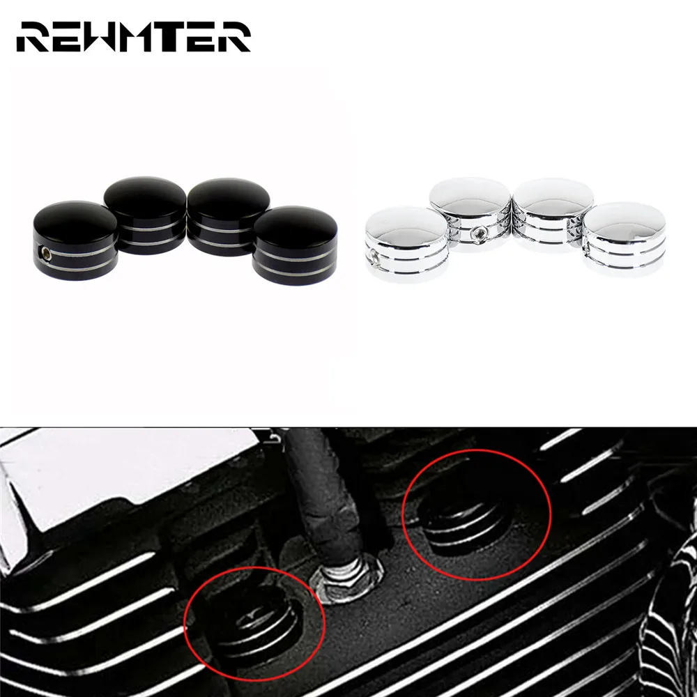 4Pcs Moto Nero/Chrome Spark Plug Copertura Della Protezione Della Spina Bullone Testa Di Alluminio Per Harley Twin Cam Touring Sportster 883 Street Gl