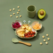 Vaisselle en Silicone pour bébé, vaisselle à succion, crabe mignon, assiette d'alimentation pour enfants, bol d'alimentation antidérapant pour bébé 