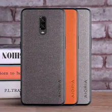 Para oneplus 6 caso capa de couro têxtil de luxo pele macia tpu duro pc capa traseira para oneplus 6 6t casos oneplus 6t telefone coque