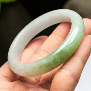 

Natural Burmese Jadeite 54-64mm Light Green Bracelet Elegant Princess Jewelry Best Gift