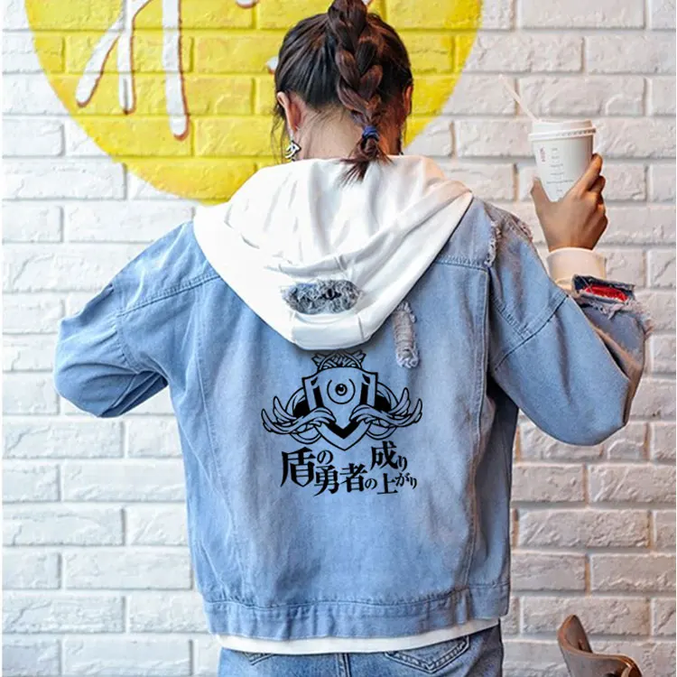 The Rising of the Shield Hero Cosplay Fake two piece Denim Jacket Hoodie Hooded Unisex Tops Jeans Coat Sweatshirt Autumn Wiinter