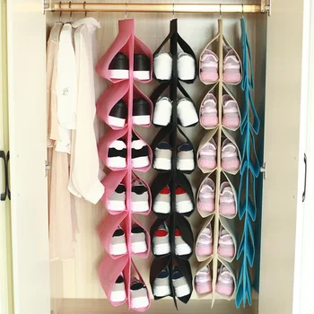 

Shoes Storage Hanging Bag Dustproof Organizer Rotatable for Closet Household Bedroom E2S