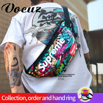 

VOCUZ mens bag chest bag canvas bag handbag bags for men 2020 sling bag Waist Bag Women Travel HipHop Chest Pocket Letter Packs