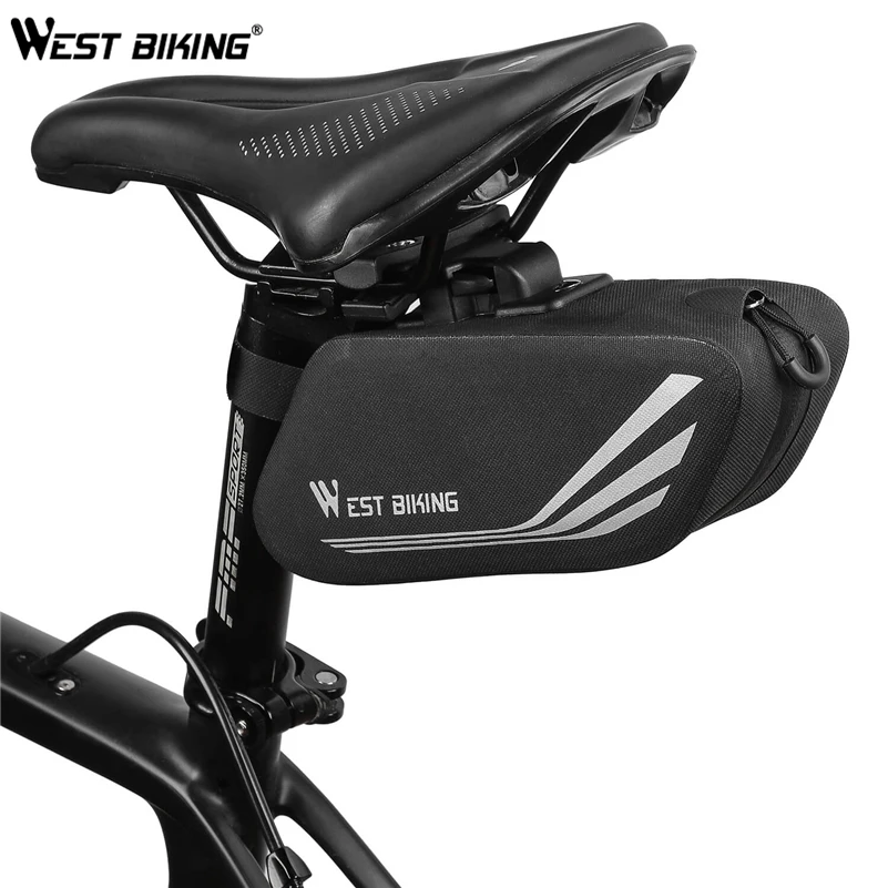 

WEST BIKING Waterproof Bicycle Bag With Bracket Reflective Seat Bag Anti-drop Net Road MTB Bicycle Tail Rear Bag Bike Saddle Bag