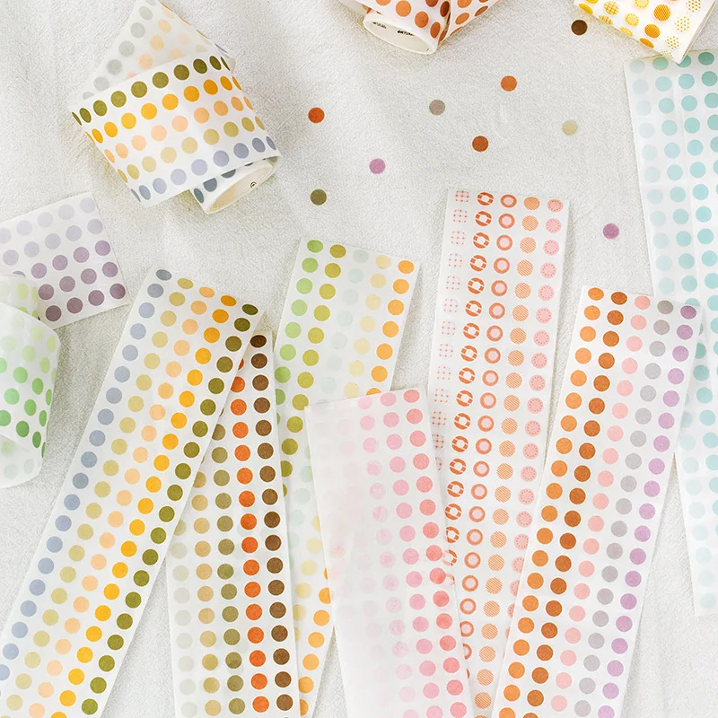 Cinta Washi de puntos redondos, pegatinas redondas para decoración de diario artesanal, planificador de álbum de recortes y fotos, 60mm X 3m