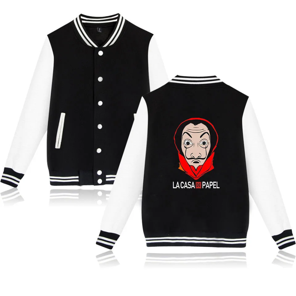 

Money Heist La Casa De Papel College Baseball Uniform Poleron Hombre House of Paper Baseball Jacket Men Hoodies Sweatshirts