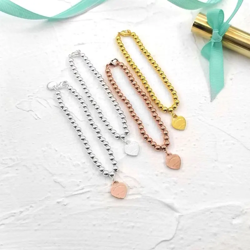 Original S925 silver jewelry bracelet, round, heart-shaped rose gold, classic fashion 1:1, bride's gift