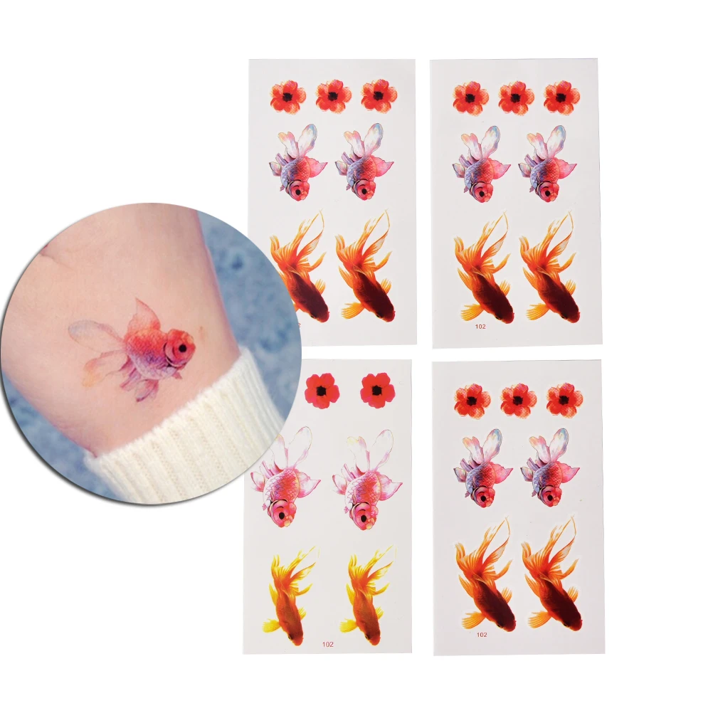 1 лист водостойкие временные 3d татуировки в виде рыбок и золотых рыбок|Временные