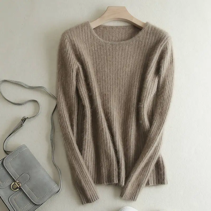 Loose Sweater Women Hot Sale Soft Jumpers Mink Cashmere Knitted New O-Neck Standard Clothes Ladies Pullovers - Цвет: camel