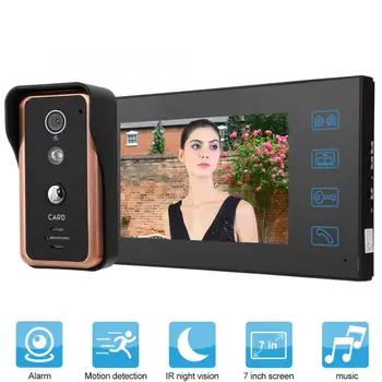 

video doorbell 7in Wired Video Door Phone 1 Monitor RFID IR Camera Intercom with Cathode Lock 100-240V doorbell