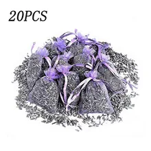 20 мешков сушеной лаванды в маленькой сиреневая органза сумки настоящий цветок свадебные натуральные Лавандовые бутоны сушеное цветочное саше сумки