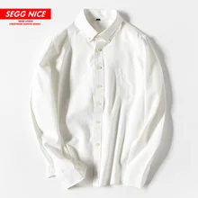 SEGGNICE 2020 Summer New Solid Color Shirt Men's Slim Basic Shirt High Quality Fashion Men's Clothing Men Shirt Long Sleeve