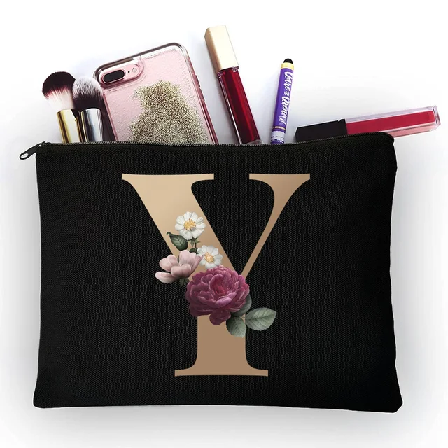 Girl Makeup Bag Golden Letter Pattern Classic Organizer Bag Pouches for Travel Bags Pouch Women's Cosmetic Bag 4gold Y