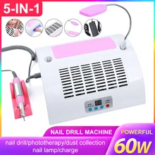 

5-in-1 30000rpm Nail Drill Machine with Dust Collector LED Lamp Rechargeable Electric Nail Machine for Acrylic Nail Gel