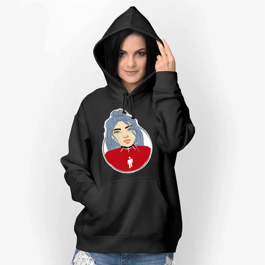 Billie eilish/Мужская толстовка; бархатная Толстовка с принтом для девочек-подростков; спортивные толстовки в стиле хип-хоп; Kpop; толстовка с капюшоном больших размеров