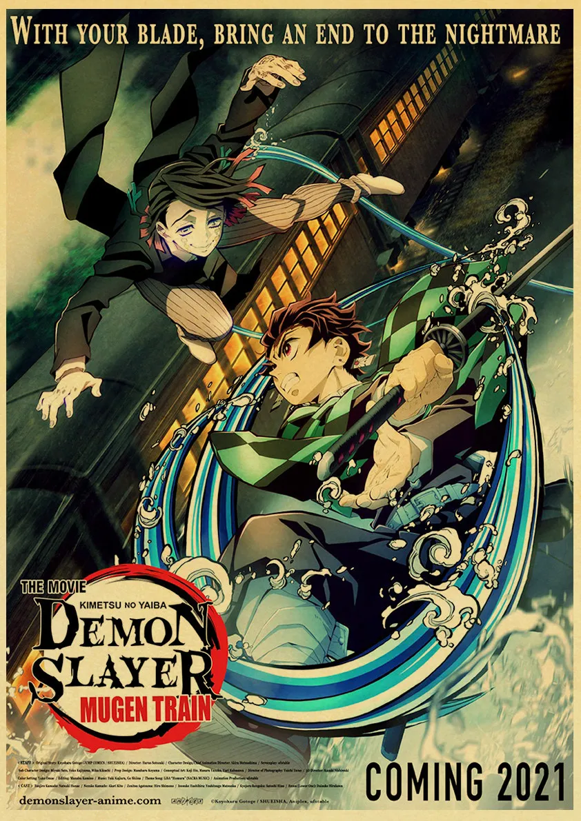 Japanese Comic Movie Demon Slayer Mugen Train Anime Poster Kimetsu no Yaiba : Mugen Ressha-hen Art Painting Wall Stickers