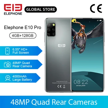 Перейти на Алиэкспресс и купить Смартфон в наличии ELEPHONE E10 Pro, 4 + 128 ГБ, четыре задних камеры 48 МП, 6,55 дюйма, 4000 мА · ч, NFC