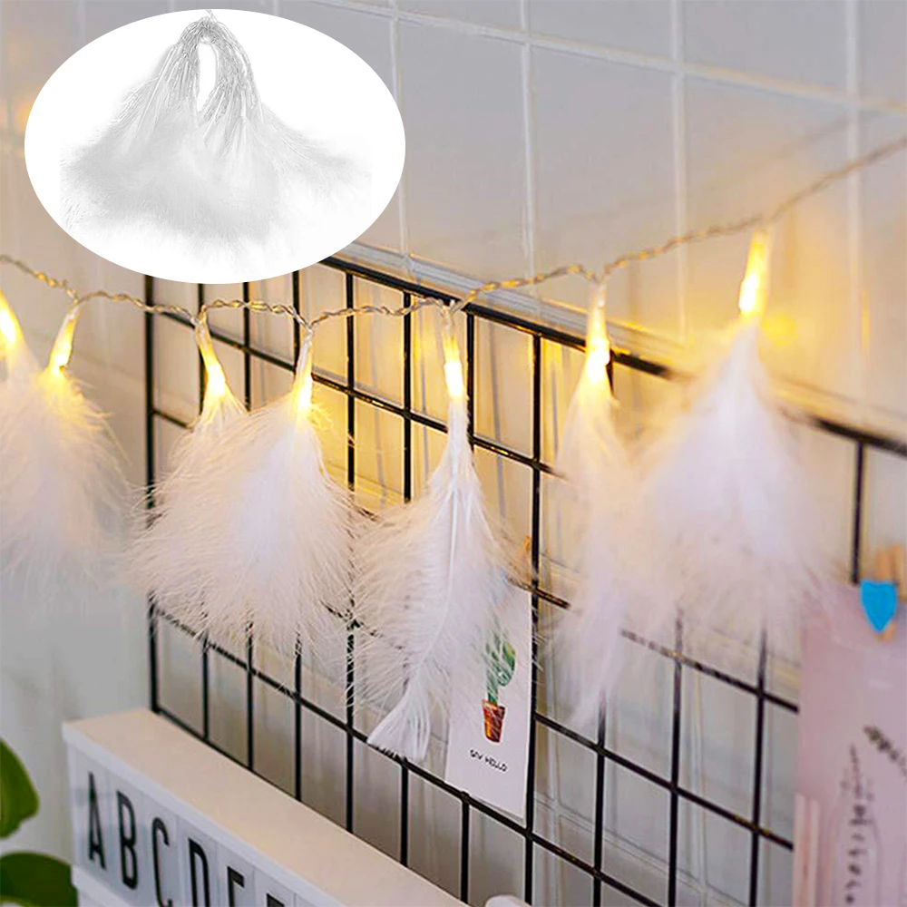 

Led Christmas Feather Garlands String Lights Colorful Festival Artificial Wedding Hanging Light Decor For The Holiday Christmas