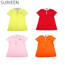 SURIEEN, 1 шт., рубашка со стоячим воротником, Женская тренировочная футболка с коротким рукавом, ультратонкая спортивная одежда, сухая теннисная рубашка, женская рубашка для гольфа, S/M/L/XL