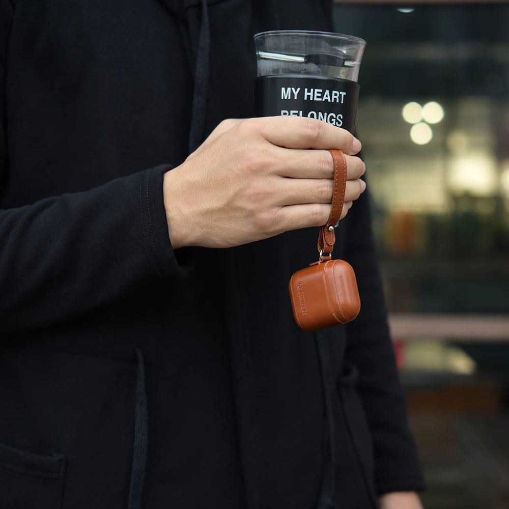 genuíno couro de vaca caso plástico capa para airpods pro luxo retro couro caso protetor para airpods