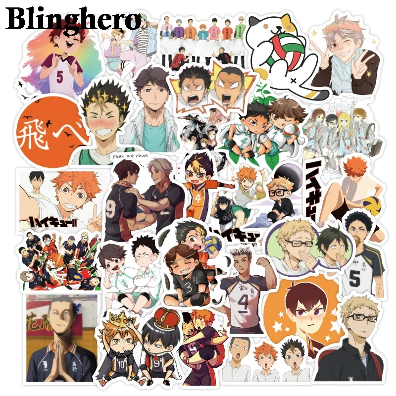 

CA1117 50pcs Haikyuu Waterproof Stickers Anime Graffiti Stickers Decals For Laptop Luggage Skateboard Phone Decals Scrapbooking