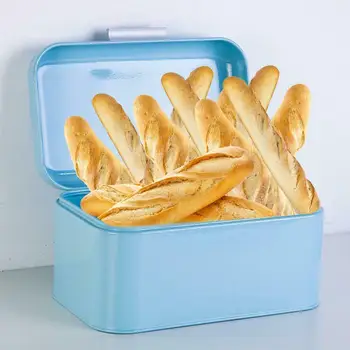 

Metal Bread Box Storage Case European Style Retro Kitchen Container Solid Color LKS99