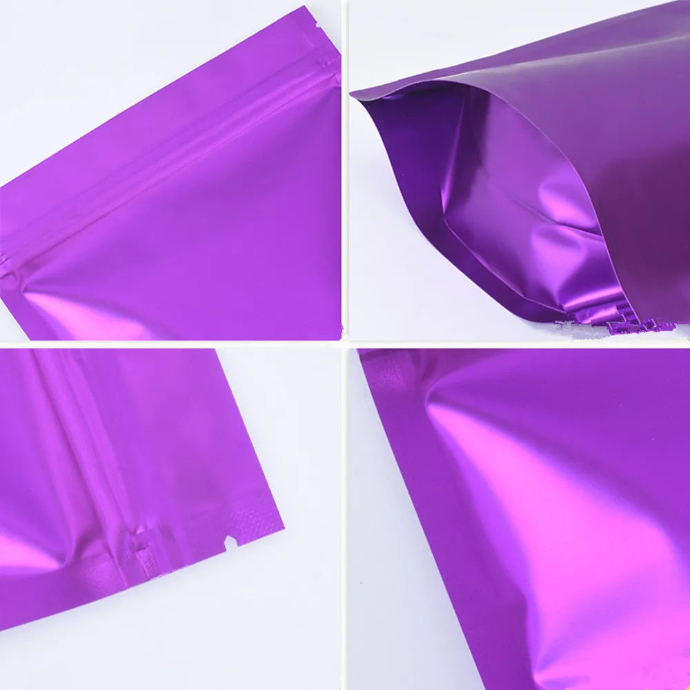 100Pcs Colorful Matte Aluminum Mylar Foil Stand Up Bag Zip Lock Grip Seal Tear Notch Reusable Food Ground Coffee Bean Tea Pack