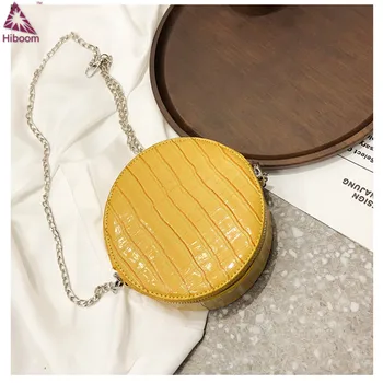 

Hiboom 2020 new fashion Women Mini Round Bags Crocodile Pattern Circle Lady Top-handle Purses Clutches PU Leather bag