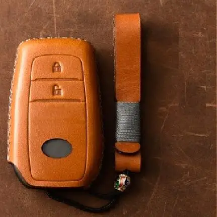 2Button brown Чехол из натуральной кожи с дистанционным управлением для Toyota Camry Highlander Prado Crown Land Cruiser Prius Vitz Reiz Fortuner Prius - Название цвета: 2Button brown