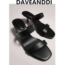 

Dave&Di England style heels slippers women soft sheepskin heel mules sandals women shoes woman women shoes women sandals
