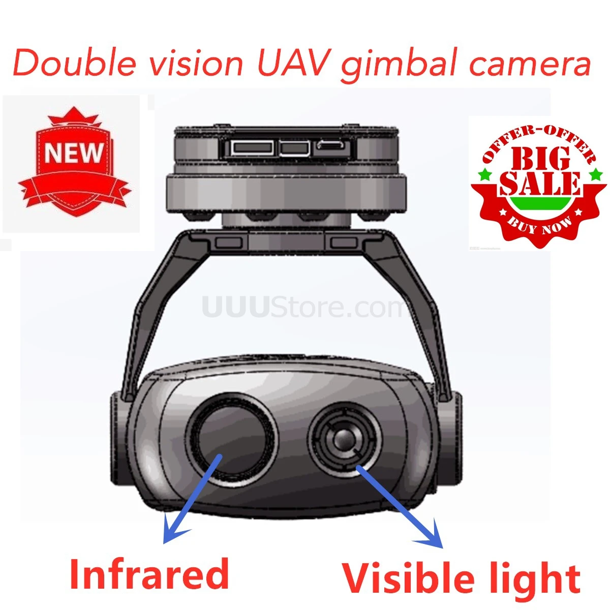 TSHD10T3 three-axis stabilized Gimbal 10x optical zoom Infrared thermal imaging + visible HDMI camera double vision for UAV