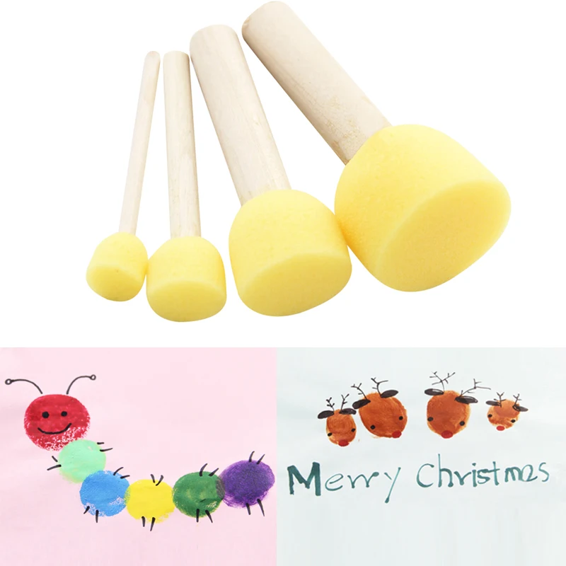 4 шт./лот желтая губчатая кисть уплотнительная щетка деревянная ручка детский
