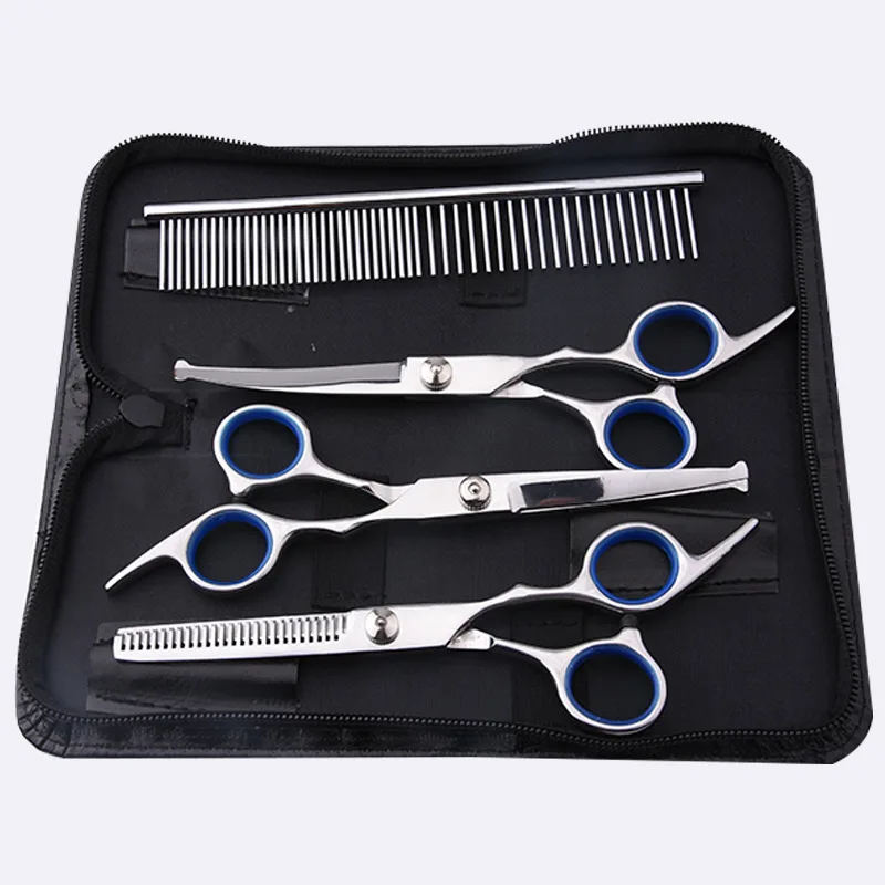 6 Inch Pet Grooming Scissors Set Straight Bend Pet Fish Bone Scissors Thinning Shears Set Scissors 4