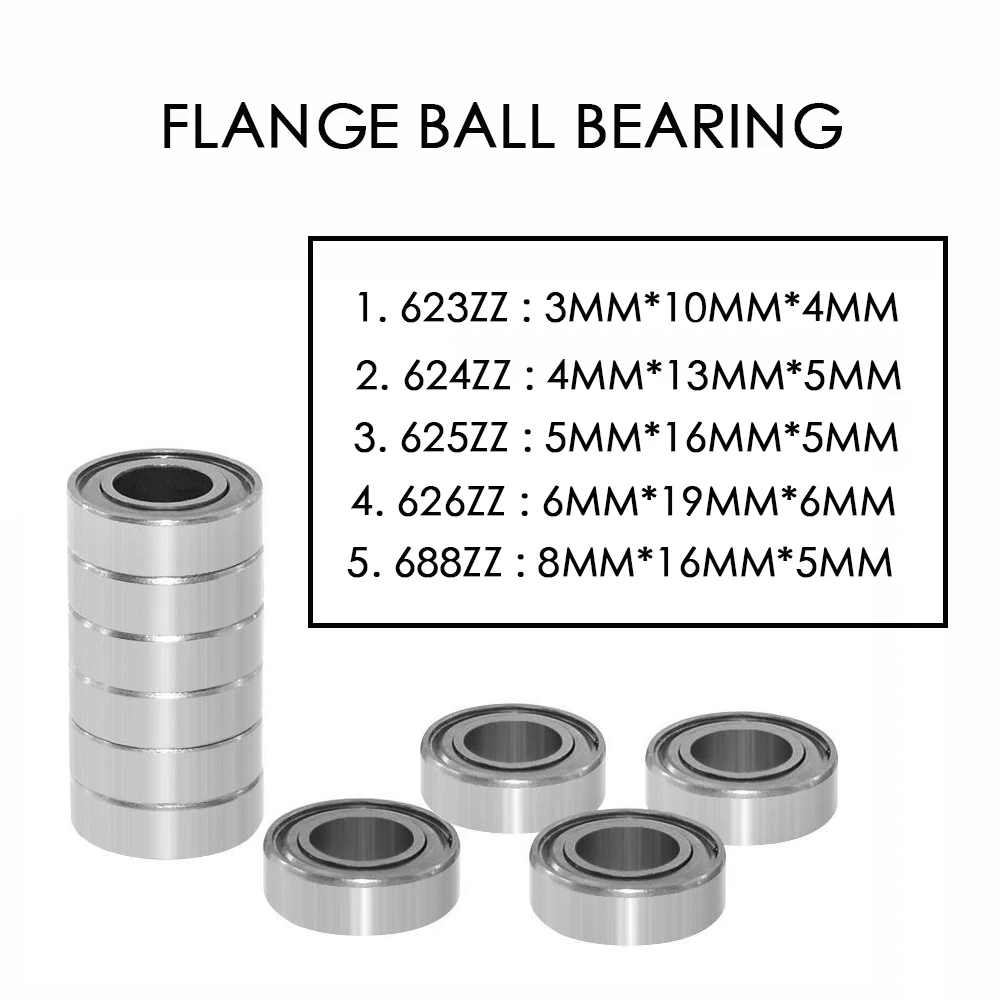 Flange Pulley-Wheel Ball-Bearing Printers-Parts 625zz for 3D 10pcs/Lot Deep-Groove