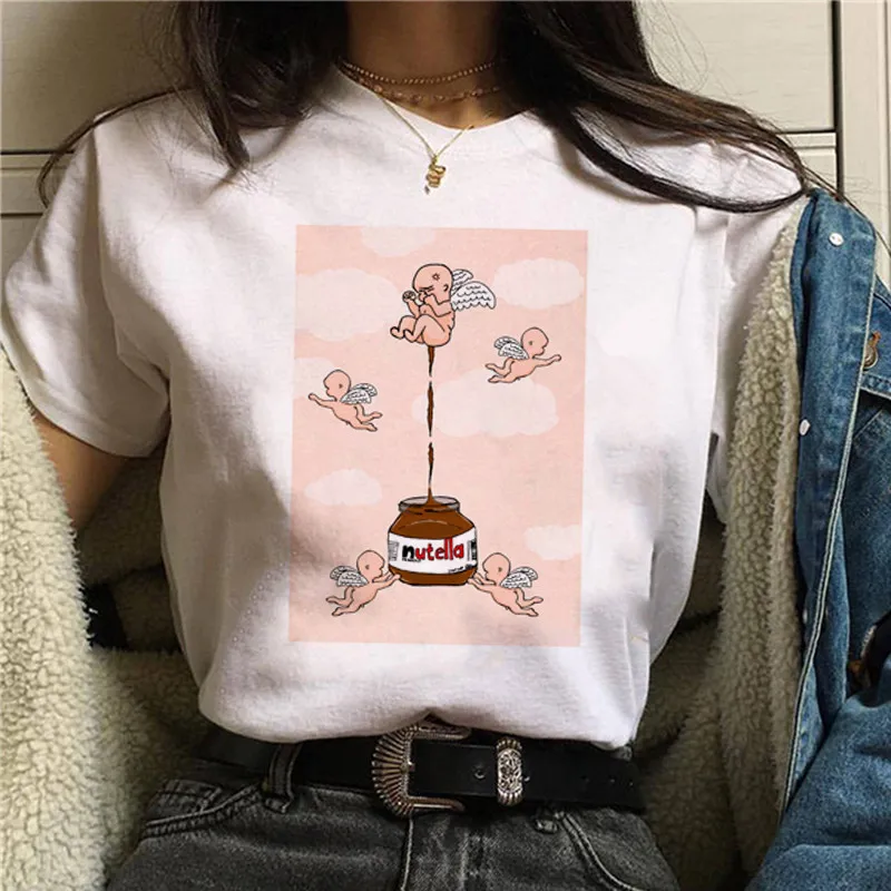 Nutella Kawaii футболка с принтом женская 90s Harajuku Ullzang модная футболка графическая Милая мультяшная футболка корейский стиль Топ Тройники женские