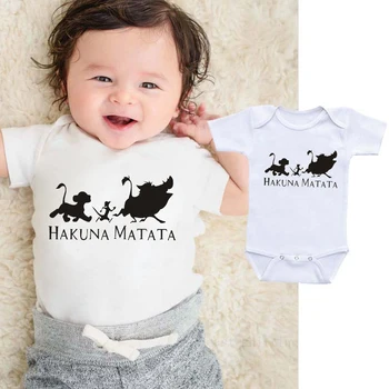 

DERMSPE 2019 Infant Newborn Baby Boy Girl Clothes Letter HAKUNA MATATA Baby Romper Jumpsuit Outfit White Clothes