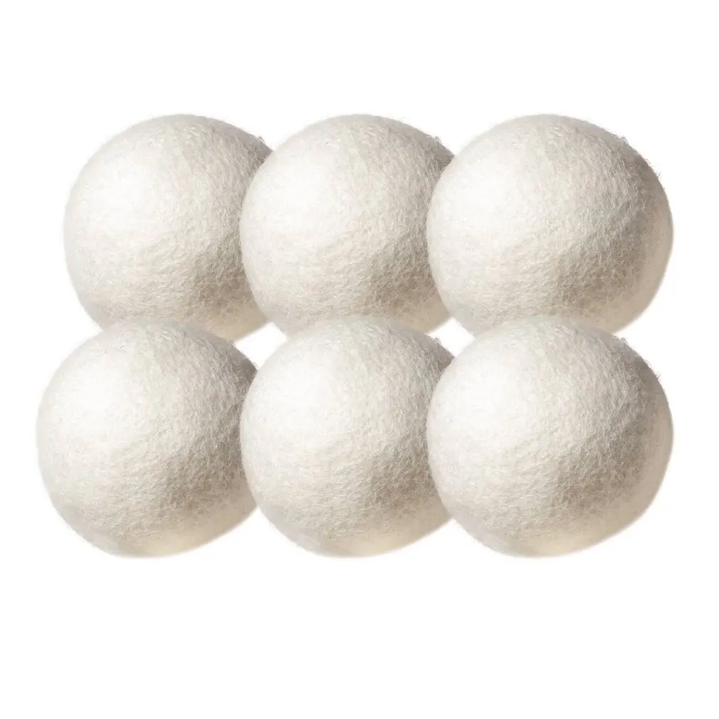 6PCS Natural Reusable Laundry Clean Ball Practical Home Wool Dryer Balls Laundry Softener Alternative Accessories