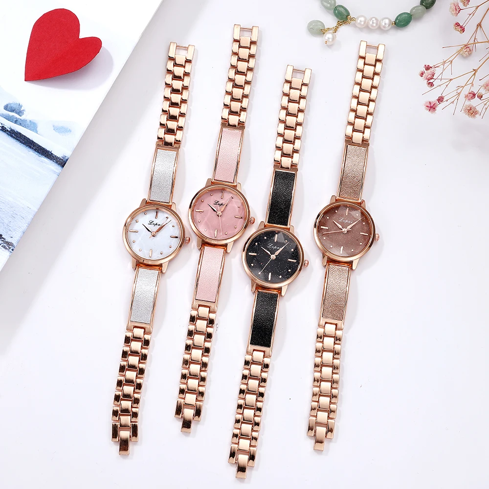 Lvpai Brand 2pcs Set Women Bracelet Watches Women Dress Ladies Wrist Watch  Luxury Rose Gold Quartz Watch Set Zegarek Damski - Quartz Wristwatches 