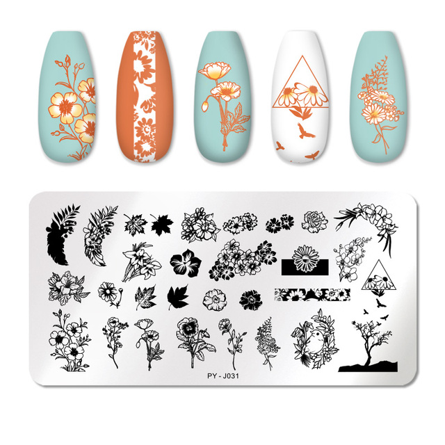 You Valentine's Day Nail Stamping Plates Rose Flower Design Stainless Steel Nail Art Stamp Template Design Stencil Tools