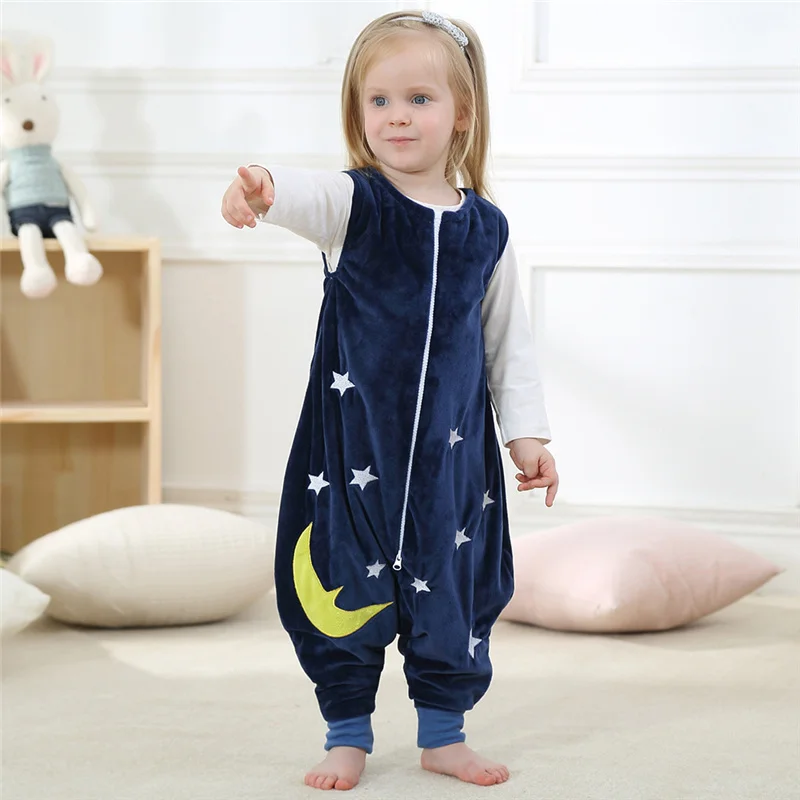 Children Clothes Sleeping Bag Pajamas Jumpsuits Autumn Sleeveless Flannel Outdoor Pajama Baby Girls Boys Sleeping Bag  Sleepwear pajama sets affordable	