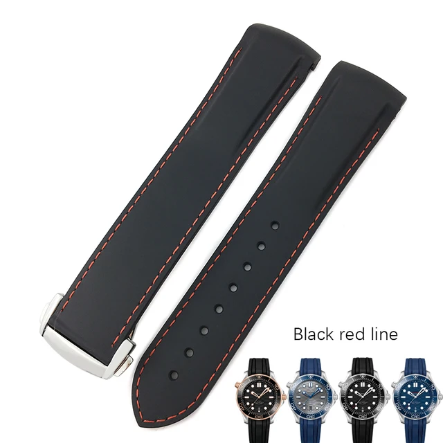 18mm 19mm 20mm 21mm 22mm Rubber Silicone Watch Bands For Omega Seamaster 300 speedmaster Strap Seiko Watchband blue black orange Black red line