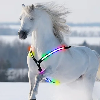 

8 Colors Dual Led Horse Harness Night Visible Colorful Nylon Breastplate Breast Collar Safe Horse Riding Equipment Equestrian